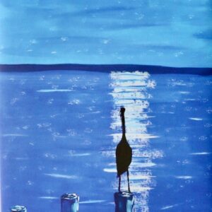 Ein Reiher zur blauen Stunde