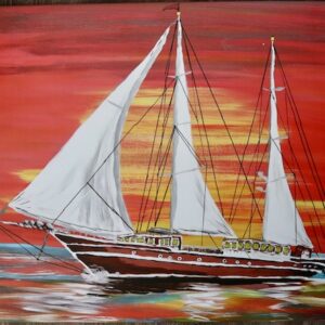 Segelboot bei Sonnenuntergang auf der Ostsee